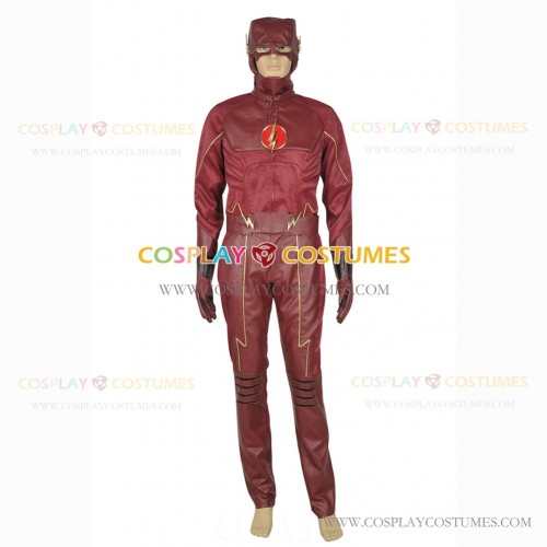 The Flash 2014 Barry Allen Cosplay Costume Red Leather Full Set