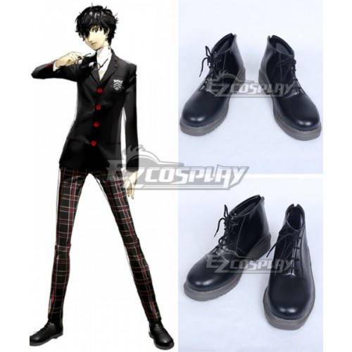 Persona 5 Protagonist Akira Kurusu Ren Amamiya Black Cosplay Shoes