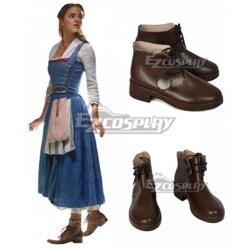 Disney Beauty and the Beast Movie 2017 Belle Brown Cosplay Shoes