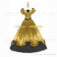 Civil War Southern Belle Lolita Victorian Theater Yellow Long Ball Gown Dress