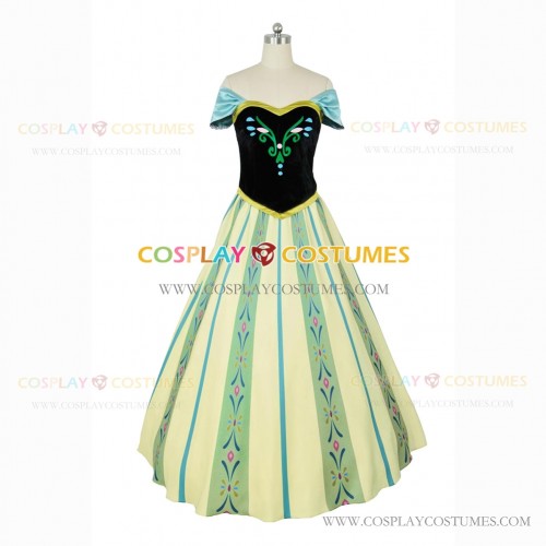 Frozen Cosplay Princess Anna Costume Green Dress