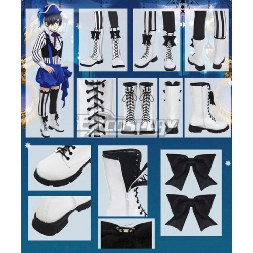 Black Butler Book of Circus Ciel Phantomhive White Shoes Cosplay Boots