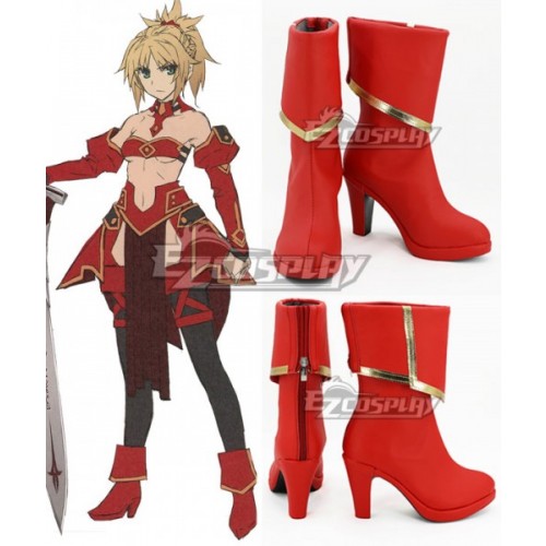 Fate Apocrypha Saber of Red Mordred Red Shoes Cosplay Boots