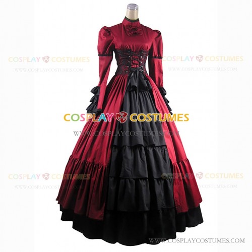 Gothic Steampunk Medieval Fantasy Theatrical Premium Quality Costume Dress Wine