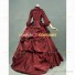 Victorian Layered Bustle Reenactment Masquerade Gown Solid Color Dress Burgundy