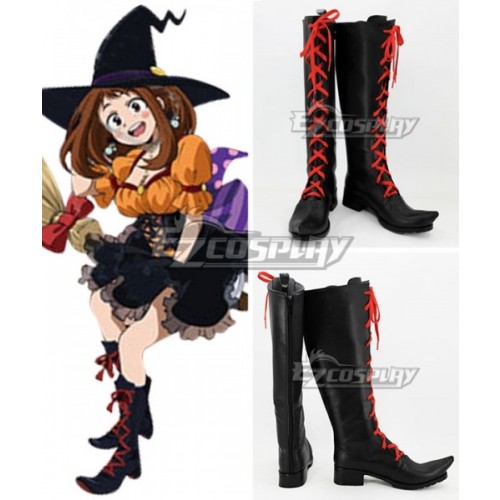 My Hero Academia Boku no Hero Akademia Ochako Uraraka Halloween Black Shoes Cosplay Boots