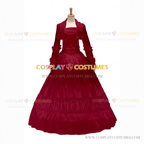 Gothic Lolita Victorian Rococo Stage Long Luxury Red Dress Ball Gown