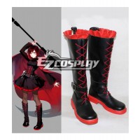 RWBY Leader of Team RWBY Ruby Rose Flat Black Shoes Cosplay Boots