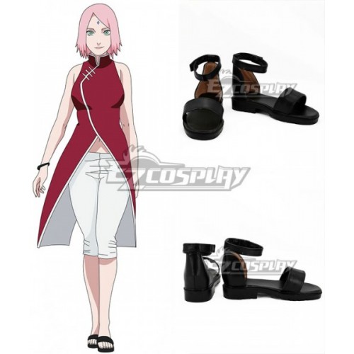 Boruto Naruto The Movie Haruno Sakura Uchiha Sakura Black Cosplay Shoes