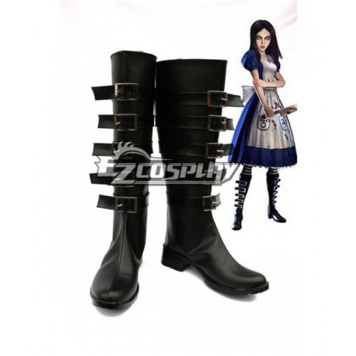 Alice: Madness Returns Cosplay Black Shoes Cosplay Boots