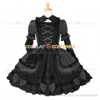 Elegant Gothic Lolita Dress Black Punk Lolita Ruffle Bows Dress