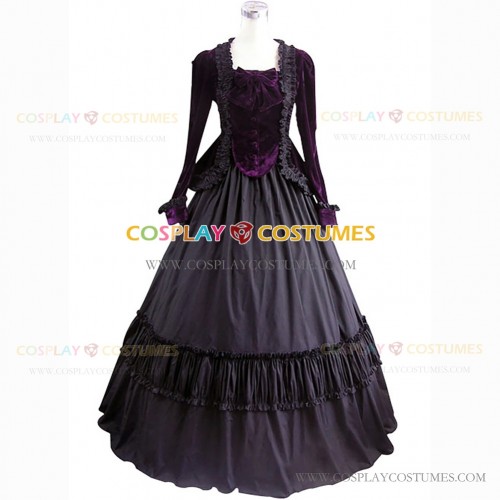 Civil War Victorian Velvet Gown Period Theatrical Formal Dress Purple