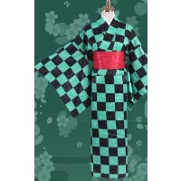 Demon Slayer: Kimetsu No Yaiba Tanjiro Kamado Female Kimono Cosplay Costume