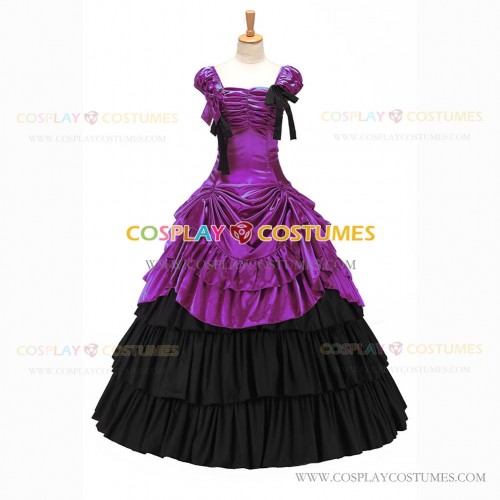 Vintage Gothic Lolita Victorian 18th Century Purple Ruffles Evening Ball Gown Dress