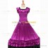 18th Century Vintage Ruffles Brocaded Sleeveless Gown Purple Dress