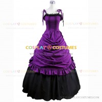 Sleeveless Southern Belle Old West Saloon Girl Ball Gown Dress Purple