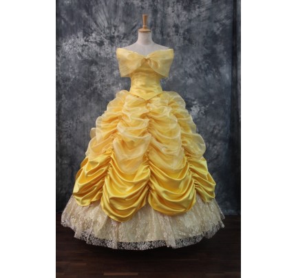 Beauty And The Beast Princess Belle Dress Cosplay Costume H