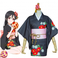 Love Live Nico Yazawa Kimono Cosplay Costume Black