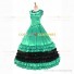 18th Century Vintage Ruffles Brocaded Sleeveless Gown Green Dress