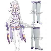 Re: Life In A Different World From Zero Emilia White Shoes Cosplay Boots