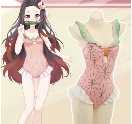 Demon Slayer: Kimetsu No Yaiba Nezuko Kamado Swim Cosplay Costume Version 3