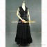 Gothic Edwardian Period Dress Black Brocaded Steampunk Clothing