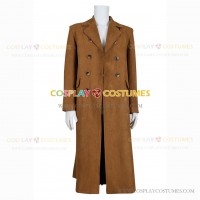 David Tennant Costume for Doctor Who Cosplay Brown Suede Trench Coat