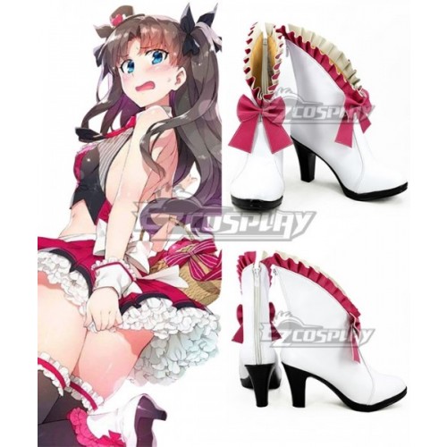 Fate Grand Order Valentines Maid Rin Tohsaka White Red Shoes Cosplay Boots