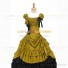 Vintage Gothic Lolita Victorian 18th Century Golden Ruffles Evening Ball Gown Dress