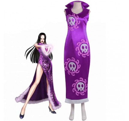 One Piece Boa Hancock Purple Cheongsam Cosplay Costume