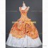 Victorian Southern Belle Little Women Orange Floral Ball Gown Prom Dress