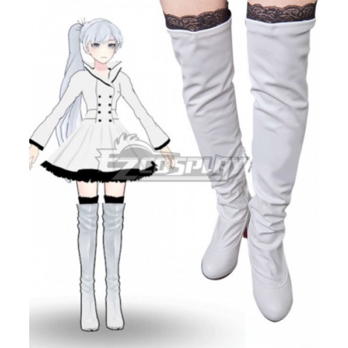 RWBY Season 2 Weiss Schnee Ice Queen White Shoes Cosplay Boots