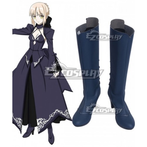 Fate Stay Night Artoria Pendragon Saber Lily Alter Deep Blue Shoes Cosplay Boots