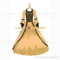 Marie Antoinette Renaissance Period Reenactment Yellow Lace Dress Ball Gown