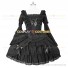 Solid Color Black Gothic Lolita Dress Tiered Wide Sleeve Lace Dress