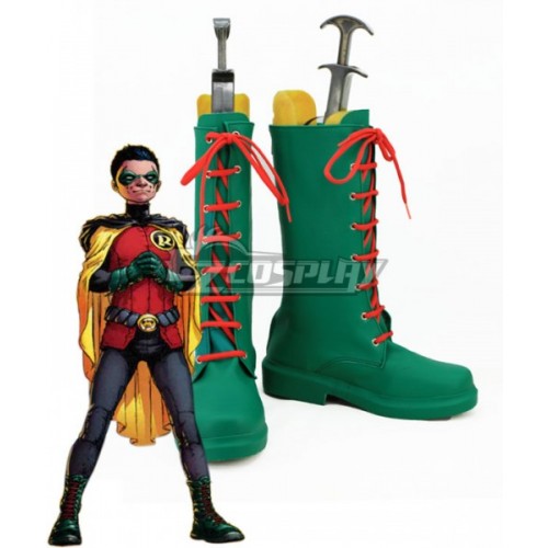 DC Comics Batman Son of Batman Damian Wayne Green Shoes Cosplay Boots