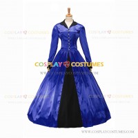 Retro Victorian Classic Turtle Neck Stage Blue Long Dress Ball Gown