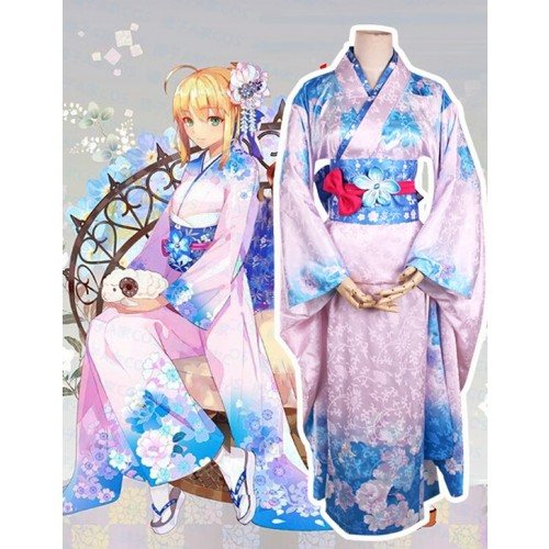 Fate Stay Night Saber Kimono Cosplay Costume