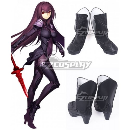 Fate Grand Order Lancer Scathach Black Shoes Cosplay Boots