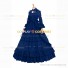 Marie Antoinette Reenactment Lolita Blue Ruffle Evening Ball Gown Dress