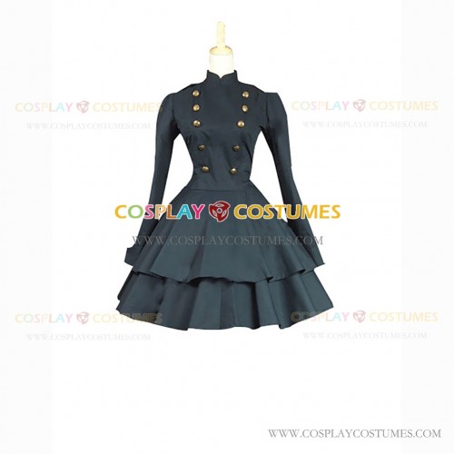 Steampunk Victorian Style Military Coat Gothic Lolita Coat Dress Black