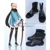 Fate Grand Order Sakura Saber Okita Souji Black Shoes Cosplay Boots