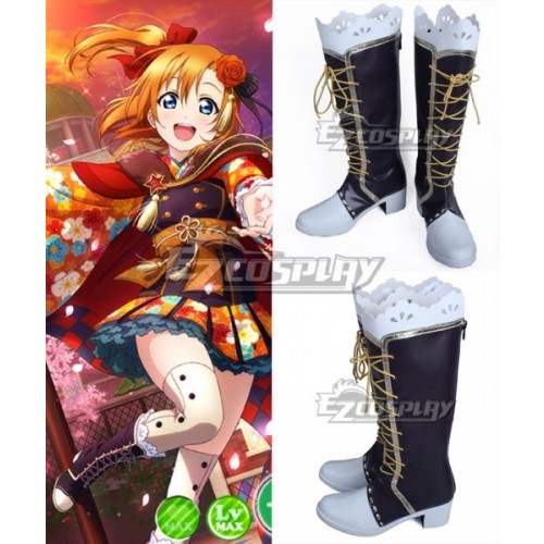 Love Live! Lovelive! Taisho Roman Honoka Kosaka Black Shoes Cosplay Boots