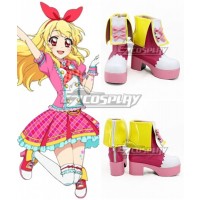 Aikatsu! Idol Activity Hoshimiya Ichigo Pink Yellow White Shoes Cosplay Boots