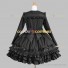 Black Gothic Lolita Dress Tiered Solid Color Naval Collar Bow Dress