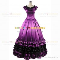 Short Sleeves Gothic Violet Purple Southern Belle Dress