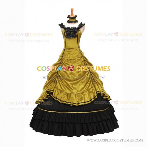 Steampunk Southern Belle Saloon Girls Theater Ruffles Yellow Dress Evening Gown