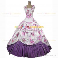 Sleeveless Floral Print Alice in Wonderland Lolita Dress Gown Purple