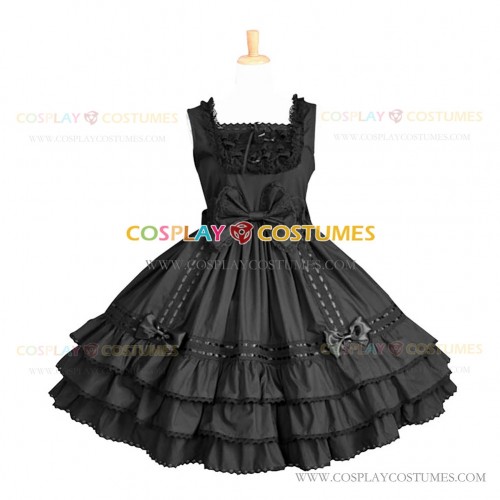 Sleeveless Classic Lolita Dress Black Tiered Dress