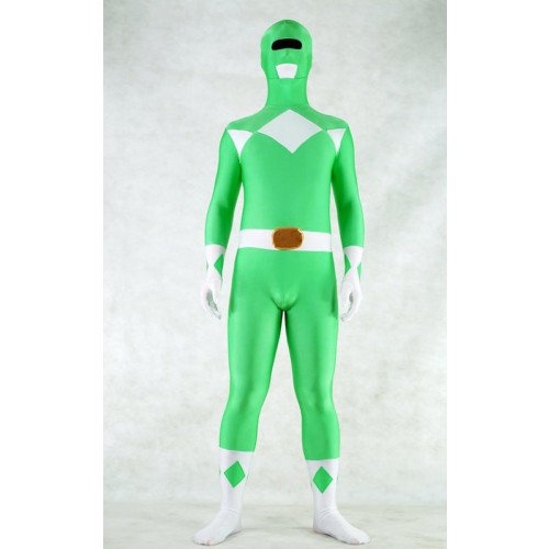 Green Spandex Power Rangers Superhero Zentai Body Costume